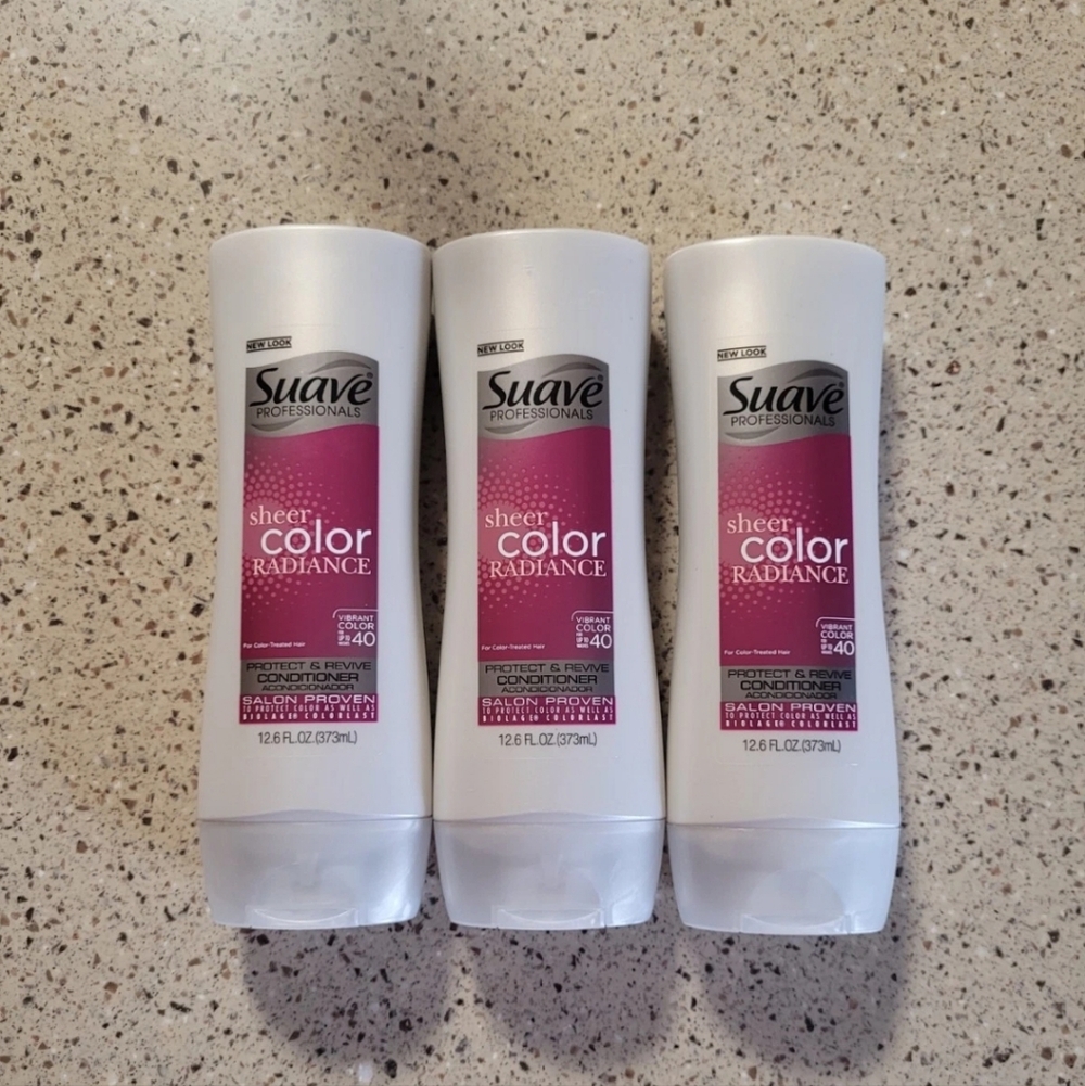 3 Suave Professionals Sheer Color Radiance Protect Revive Conditioner 12.6 oz Ea
